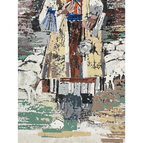 Painting native American southwestern wood frame tribal dress sheep mountain sky - Picture 2 of 9